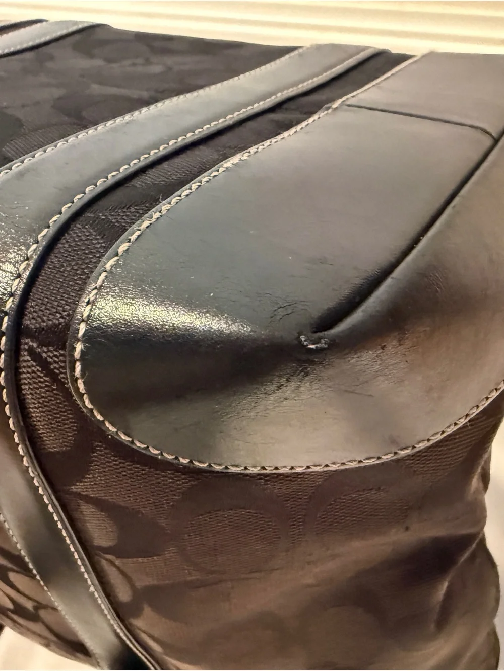 Coach Signature Canvas Buckle Tote in Dark Brown, Black, Y2K era bag - Picture 12 of 15